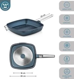 Westinghouse Performance Series - Grillpan Inductie 28cm - Luxe Grillpan - Blauw - Steakpan - Geschikt Voor Alle Warmtebronnen Inclusief Inductie En Ovenbestendig -Pot Verkoopwinkel 1120x1200 13