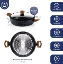 Westinghouse Hapjespan Inductie - Ø 28 Cm - Zwart Marmer Wood - Speciale Editie - Met Deksel - Geschikt Voor Alle Warmtebronnen -Pot Verkoopwinkel 1190x1200 5