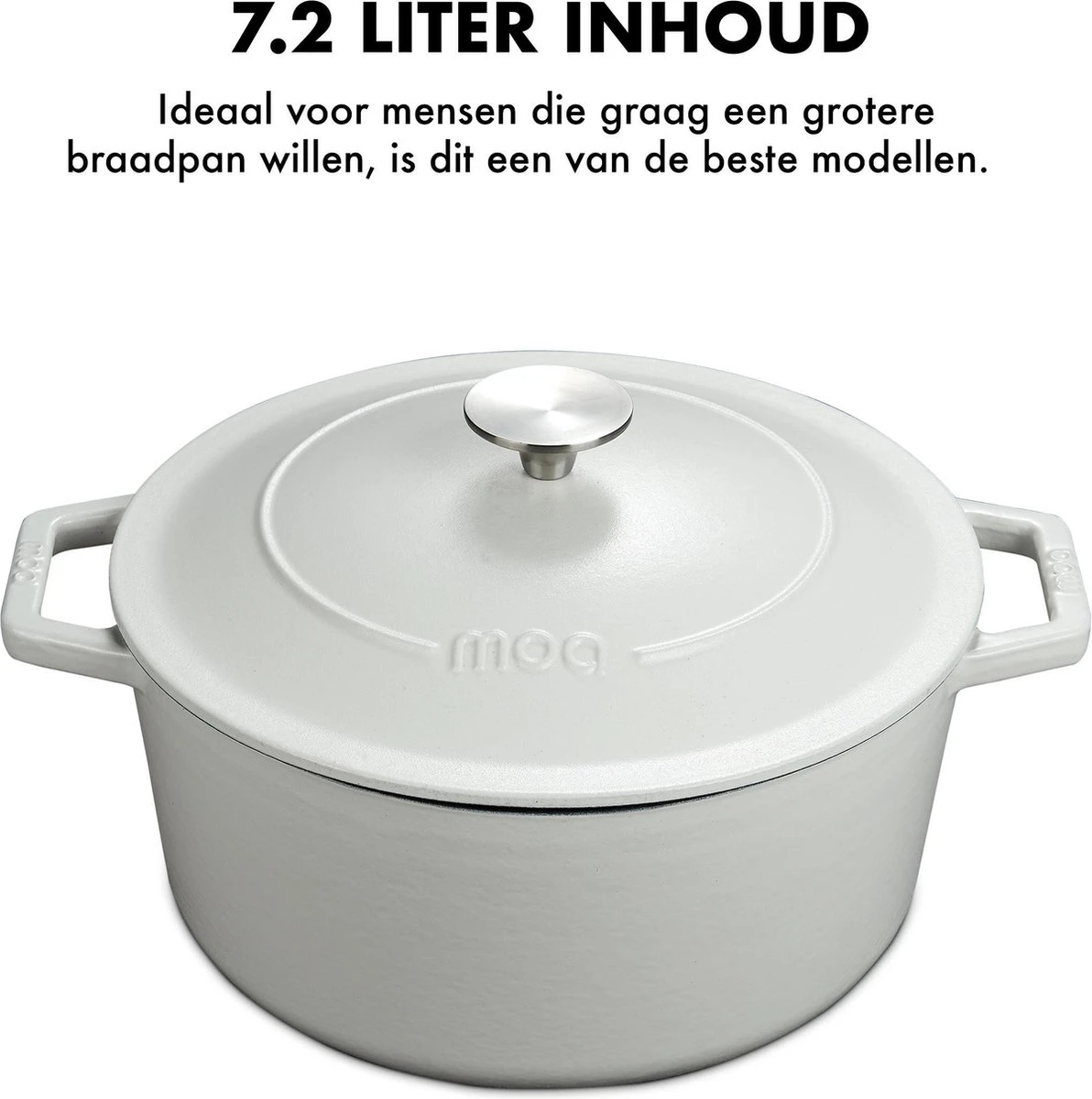 MOA Gietijzeren Braadpan - Inhoud 7,2 Liter - 30CM - Rond - Alle Warmtebronnen - Ook Voor Inductie - Gewicht 7,3 Kg - Wit - C30W 5 MOA Gietijzeren Braadpan - Inhoud 7,2 Liter - 30CM - Rond - Alle Warmtebronnen - Ook Voor Inductie - Gewicht 7,3 Kg - Wit - C30W - Afbeelding 3