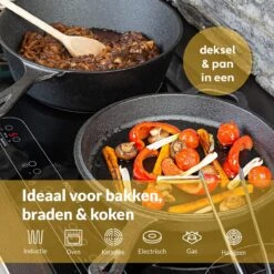 Chefarone Gietijzeren Pan - 2-in-1 Braadpan Inclusief Deksel - Geschikt Voor Alle Warmtebronnen -Pot Verkoopwinkel 1199x1200 2
