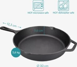 Navaris Gietijzeren Koekenpan - Braadpan Van Gietijzer - Ronde Skillet - Geschikt Voor Alle Warmtebronnen - Ø 30 Cm - Ovenbestendig Tot 260 Graden -Pot Verkoopwinkel 1200x1042 2