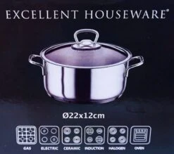 KOOPMAN Roestvrijstalen Pan 4,5 Liter - Met Glazen Deksel -Pot Verkoopwinkel 1200x1064