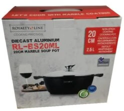 Royalty Line - Marble Soep/braadpan - Met Glazen Deksel Zwart - 20 CM. RL-BS20ML -Pot Verkoopwinkel 1200x1073