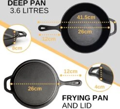 Nuovva 2-in-1 Gietijzeren Steelpan En Braadpan Of Grillplaat Met Dubbel Functie Koekenpan Deksel - 3 Liter - 26cm -Pot Verkoopwinkel 1200x1086 1