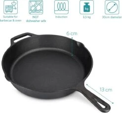 Navaris Gietijzeren Koekenpan - Braadpan Van Gietijzer - Ronde Skillet - Geschikt Voor Alle Warmtebronnen - Ø 30 Cm - Ovenbestendig Tot 260 Graden -Pot Verkoopwinkel 1200x1115