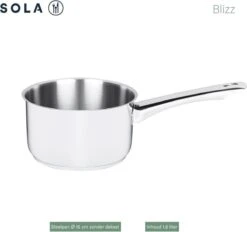 Sola Pannenset Blizz - 4 Delig - Ø Cm - Zilver - RVS - Sandwichbodem -Pot Verkoopwinkel 1200x1129