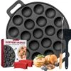 MM Brands Poffertjespan - Poffertjesmaker - Inductie / Oven / BBQ - Inclusief Handvat, Borstel En Vorken
