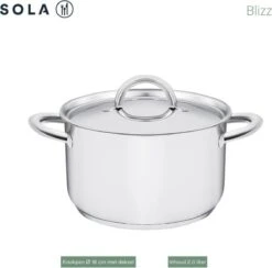 Sola Pannenset Blizz - 4 Delig - Ø Cm - Zilver - RVS - Sandwichbodem -Pot Verkoopwinkel 1200x1187 1