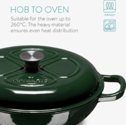 Navaris Gietijzeren Stoofpan Met Deksel- 3,5 Liter Gietijzeren Ovenschaal Van Email - Geschikt Voor Alle Warmtebronnen - Groen -Pot Verkoopwinkel 1200x1189 4