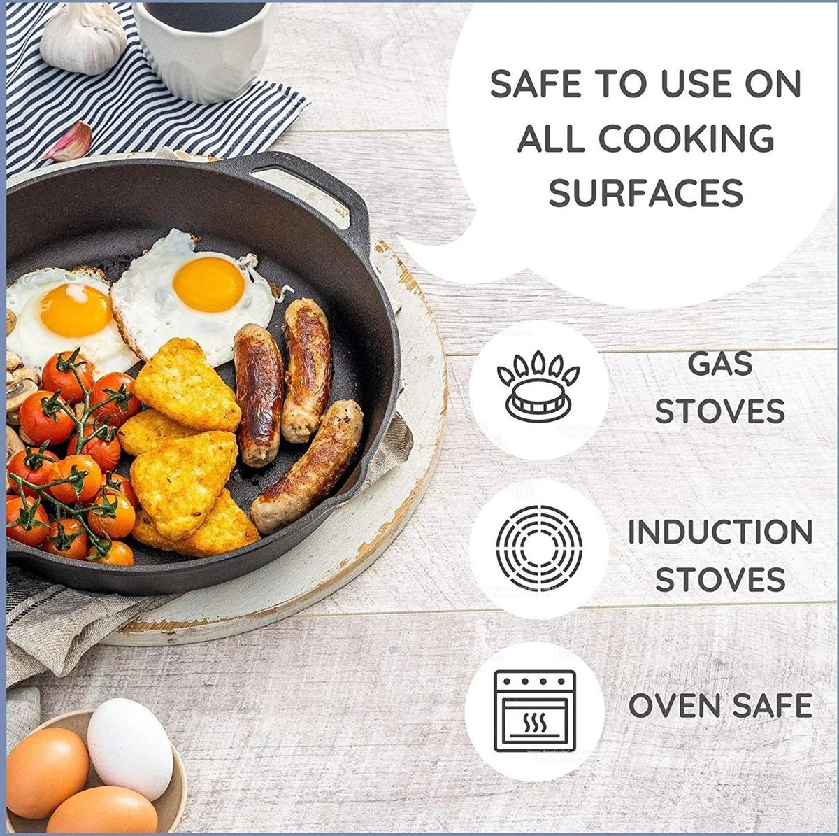 Nuovva Cast Iron Skillet / Gietijzeren Pan - 32cm 6 Nuovva Cast Iron Skillet / Gietijzeren Pan - 32cm - Afbeelding 4