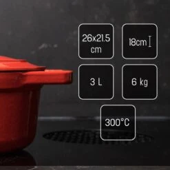 Daumonet Bocuse Rouge Gietijzeren Braadpan - Sudderpan Kersen Rood - Ovaal - Ø 29 Cm - 3 Liter - PFAS & PFOA Vrij - Emaille - Geschikt Voor Alle Warmtebronnen - Elektrisch - Gas - Halogeen - Inductie - Keramisch - Vaatwasserbestendig -Pot Verkoopwinkel 1200x1199 20