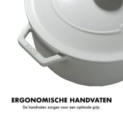 MOA Gietijzeren Braadpan - Inhoud 5,7 Liter - 26CM - Rond - Alle Warmtebronnen - Ook Voor Inductie - Gewicht 5,8 Kg - Wit - C26W -Pot Verkoopwinkel 1200x1200 1016