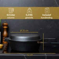 Chefarone Gietijzeren Pan - 2-in-1 Braadpan Inclusief Deksel - Geschikt Voor Alle Warmtebronnen -Pot Verkoopwinkel 1200x1200 1050