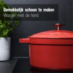 Daumonet Carême Rouge Gietijzeren Braadpan - Sudderpan Kersen Rood - Rond - Ø26 Cm - 4,4 Liter - PFAS & PFOA Vrij - Emaille - Geschikt Voor Alle Warmtebronnen - Elektrisch - Gas - Halogeen - Inductie - Keramisch - Vaatwasserbestendig -Pot Verkoopwinkel 1200x1200 1085