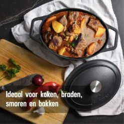 Gietijzeren Braadpan - Sudderpan Zwart Van Daumonet - Ovaal - Ø 29 Cm - 3 Liter - 100% PFAS & PFOA Vrij - Emaille - Geschikt Voor Alle Warmtebronnen - Elektrisch - Gas - Halogeen - Inductie - Keramisch - Vaatwasserbestendig -Pot Verkoopwinkel 1200x1200 1095