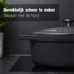 Gietijzeren Braadpan - Sudderpan Zwart Van Daumonet - Ovaal - Ø 29 Cm - 3 Liter - 100% PFAS & PFOA Vrij - Emaille - Geschikt Voor Alle Warmtebronnen - Elektrisch - Gas - Halogeen - Inductie - Keramisch - Vaatwasserbestendig -Pot Verkoopwinkel 1200x1200 1096