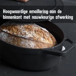 Gietijzeren Braadpan - Sudderpan Zwart Van Daumonet - Ovaal - Ø 29 Cm - 3 Liter - 100% PFAS & PFOA Vrij - Emaille - Geschikt Voor Alle Warmtebronnen - Elektrisch - Gas - Halogeen - Inductie - Keramisch - Vaatwasserbestendig -Pot Verkoopwinkel 1200x1200 1099