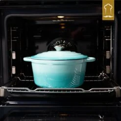 Chefarone Gietijzeren Pan - Braadpan Inclusief Deksel - Geschikt Voor Alle Warmtebronnen - Geëmailleerd Blauw -Pot Verkoopwinkel 1200x1200 1121