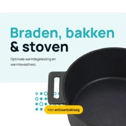 MOA Gietijzeren Braadpan - Inhoud 4,75 Liter - 26CM - Rond - Alle Warmtebronnen - Ook Voor Inductie - Gewicht 5,8 Kg - Zwart - MOAMC26B -Pot Verkoopwinkel 1200x1200 1126