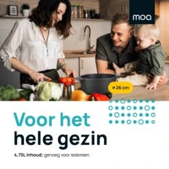 MOA Gietijzeren Braadpan - Inhoud 4,75 Liter - 26CM - Rond - Alle Warmtebronnen - Ook Voor Inductie - Gewicht 5,8 Kg - Zwart - MOAMC26B -Pot Verkoopwinkel 1200x1200 1129