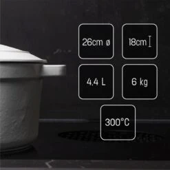 Daumonet Carême Blanc Gietijzeren Braadpan - Sudderpan Wit - Rond - Ø 26 Cm - 4,4 Liter - 100% PFAS & PFOA Vrij - Emaille - Geschikt Voor Alle Warmtebronnen - Elektrisch - Gas - Halogeen - Inductie - Keramisch - Vaatwasserbestendig -Pot Verkoopwinkel 1200x1200 1154