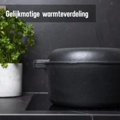 Daumonet Ducasse Gietijzeren Double Use Braadpan - Combi Sudderpan Zwart - 2-in-1 Bak- En Braadpan - PFAS & PFOA Vrij - Rond - Ø 26 Cm - 4,4 Liter - Emaille - Alle Warmtebronnen - Elektrisch - Gas - Halogeen - Inductie - Keramisch -Pot Verkoopwinkel 1200x1200 1188