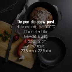 Daumonet Ducasse Gietijzeren Double Use Braadpan - Combi Sudderpan Zwart - 2-in-1 Bak- En Braadpan - PFAS & PFOA Vrij - Rond - Ø 26 Cm - 4,4 Liter - Emaille - Alle Warmtebronnen - Elektrisch - Gas - Halogeen - Inductie - Keramisch -Pot Verkoopwinkel 1200x1200 1190