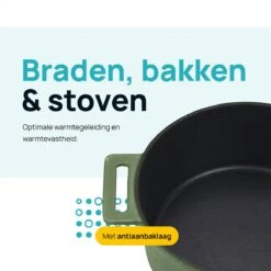 MOA Gietijzeren Braadpan - Inhoud 4,75 Liter - 26CM - Rond - Alle Warmtebronnen - Ook Voor Inductie - Gewicht 5,8 Kg - Olijfgroen - MC26OG -Pot Verkoopwinkel 1200x1200 1193
