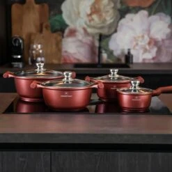 Herenthal Pannenset Inductie - Luxe 10-delige Koekenpan Inductie - Voor Alle Warmtebronnen - Pannen Met Glazen Deksels En Koudgrepen - Burgundy -Pot Verkoopwinkel 1200x1200 122