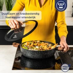 Westinghouse Hapjespan Inductie - Ø 32 Cm - Zwart Marmer - Speciale Editie - Met Deksel -Pot Verkoopwinkel 1200x1200 1244