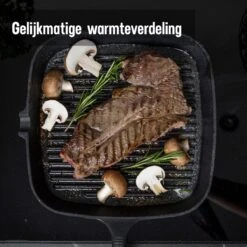 Daumonet Auguste Noir Gietijzeren Grillpan - Steakpan Zwart - PFAS & PFOA Vrij - Vierkant Met Schenktuit - 23,5 Cm - 2 Liter - Emaille - Alle Warmtebronnen - Elektrisch - Gas - Halogeen - Inductie - Keramisch -Pot Verkoopwinkel 1200x1200 1343