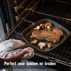 Daumonet Auguste Noir Gietijzeren Grillpan - Steakpan Zwart - PFAS & PFOA Vrij - Vierkant Met Schenktuit - 23,5 Cm - 2 Liter - Emaille - Alle Warmtebronnen - Elektrisch - Gas - Halogeen - Inductie - Keramisch -Pot Verkoopwinkel 1200x1200 1344