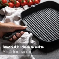 Daumonet Auguste Noir Gietijzeren Grillpan - Steakpan Zwart - PFAS & PFOA Vrij - Vierkant Met Schenktuit - 23,5 Cm - 2 Liter - Emaille - Alle Warmtebronnen - Elektrisch - Gas - Halogeen - Inductie - Keramisch -Pot Verkoopwinkel 1200x1200 1347