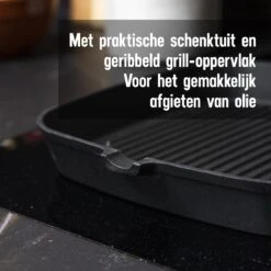 Daumonet Auguste Noir Gietijzeren Grillpan - Steakpan Zwart - PFAS & PFOA Vrij - Vierkant Met Schenktuit - 23,5 Cm - 2 Liter - Emaille - Alle Warmtebronnen - Elektrisch - Gas - Halogeen - Inductie - Keramisch -Pot Verkoopwinkel 1200x1200 1350