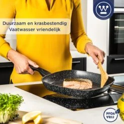 Westinghouse Grillpan - Ø 28 Cm - Zwart Marmer - Geschikt Voor Alle Warmtebronnen Inclusief Inductie - Steakpan Met Antiaanbaklaag- Aluminium -Pot Verkoopwinkel 1200x1200 1352