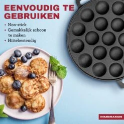 MM Brands Poffertjespan - Poffertjesmaker - Inductie / Oven / BBQ - Inclusief Handvat, Borstel En Vorken -Pot Verkoopwinkel 1200x1200 1466