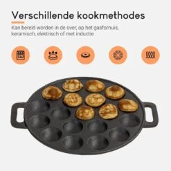 Ocina Poffertjespan – Combo Pack – 19 Poffertjes – Poffertjesmaker – Poffertjespan Inductie – Poffertjespan Electrisch – Gietijzeren Pan - Inclusief Doseerfles, Handvaten, 6x Poffertjesvorken En Invetkwast – Gratis Receptenboek -Pot Verkoopwinkel 1200x1200 1504