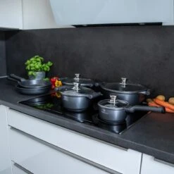 Herenthal Pannenset Inductie - Luxe 10-Delige Pannenset - Kookpotten Voor Alle Warmtebronnen - Kookpan - Pan Inductie Met Glazen Deksels En Koudgrepen - Grijs -Pot Verkoopwinkel 1200x1200 157