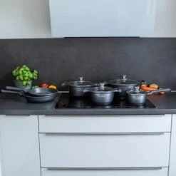 Herenthal Pannenset Inductie - Luxe 10-Delige Pannenset - Kookpotten Voor Alle Warmtebronnen - Kookpan - Pan Inductie Met Glazen Deksels En Koudgrepen - Grijs -Pot Verkoopwinkel 1200x1200 158