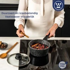 Westinghouse Steelpan Inductie - Ø 18 Cm - Zwart Marmer - Met Deksel - Sauspan -Pot Verkoopwinkel 1200x1200 1692