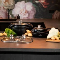 Herenthal Inductie Pannenset - Luxe 10-delige Koekenpanset - Voor Alle Warmtebronnen - Met Glazen Deksels En Koudgrepen - Zwart -Pot Verkoopwinkel 1200x1200 208