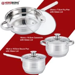 Herzberg Pannenset – 12-Delig – Voor Inductie En Gas – Vaatwasser Bestendig – RVS Met Glazen Deksels -Pot Verkoopwinkel 1200x1200