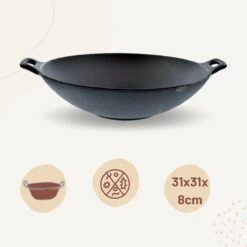 Orange85 Gietijzeren Wokpan - Alle Warmtebronnen - Inductie - Wok - Zwart - 31cm - Gietijzer - Wokpannen -Pot Verkoopwinkel 1200x1200 310