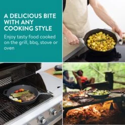 Navaris Gietijzeren Koekenpan - Braadpan Van Gietijzer - Ronde Skillet - Geschikt Voor Alle Warmtebronnen - Ø 30 Cm - Ovenbestendig Tot 260 Graden -Pot Verkoopwinkel 1200x1200 384