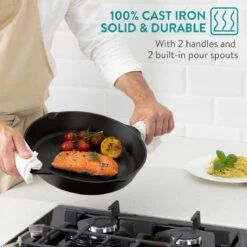 Navaris Gietijzeren Koekenpan - Braadpan Van Gietijzer - Ronde Skillet - Geschikt Voor Alle Warmtebronnen - Ø 30 Cm - Ovenbestendig Tot 260 Graden -Pot Verkoopwinkel 1200x1200 387