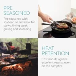 Navaris Gietijzeren Koekenpan - Braadpan Van Gietijzer - Ronde Skillet - Geschikt Voor Alle Warmtebronnen - Ø 30 Cm - Ovenbestendig Tot 260 Graden -Pot Verkoopwinkel 1200x1200 392