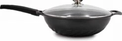 Cheffinger Wokpan Met Deksel - 32cm - Zwart - Pan - Keukenaccessoires -Pot Verkoopwinkel 1200x408