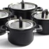 BK Flow Cool Black Glas Kookpannenset - 4-delig - Zwart - Glazen Deksel - Veilig Afgietsysteem - Inductie -Pot Verkoopwinkel 1200x516