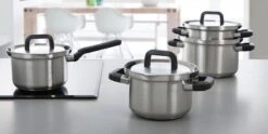 BK Flow Cool Pannenset - 4-delig – RVS Deksels - Veilig Afgietsysteem - Geschikt Voor Alle Warmtebronnen -Pot Verkoopwinkel 1200x600