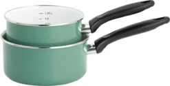 Lite-Body Magnus 2-delige Steelpannenset - Ø16 CM En Ø18 CM- Emaille - Olijf Groen - Inductie -Pot Verkoopwinkel 1200x607 2